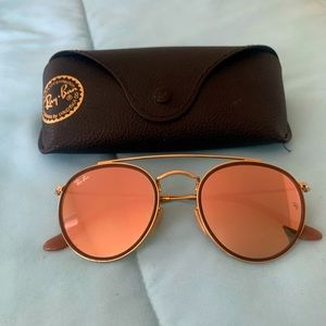 Rayban Rose Gold Round Sunglasses